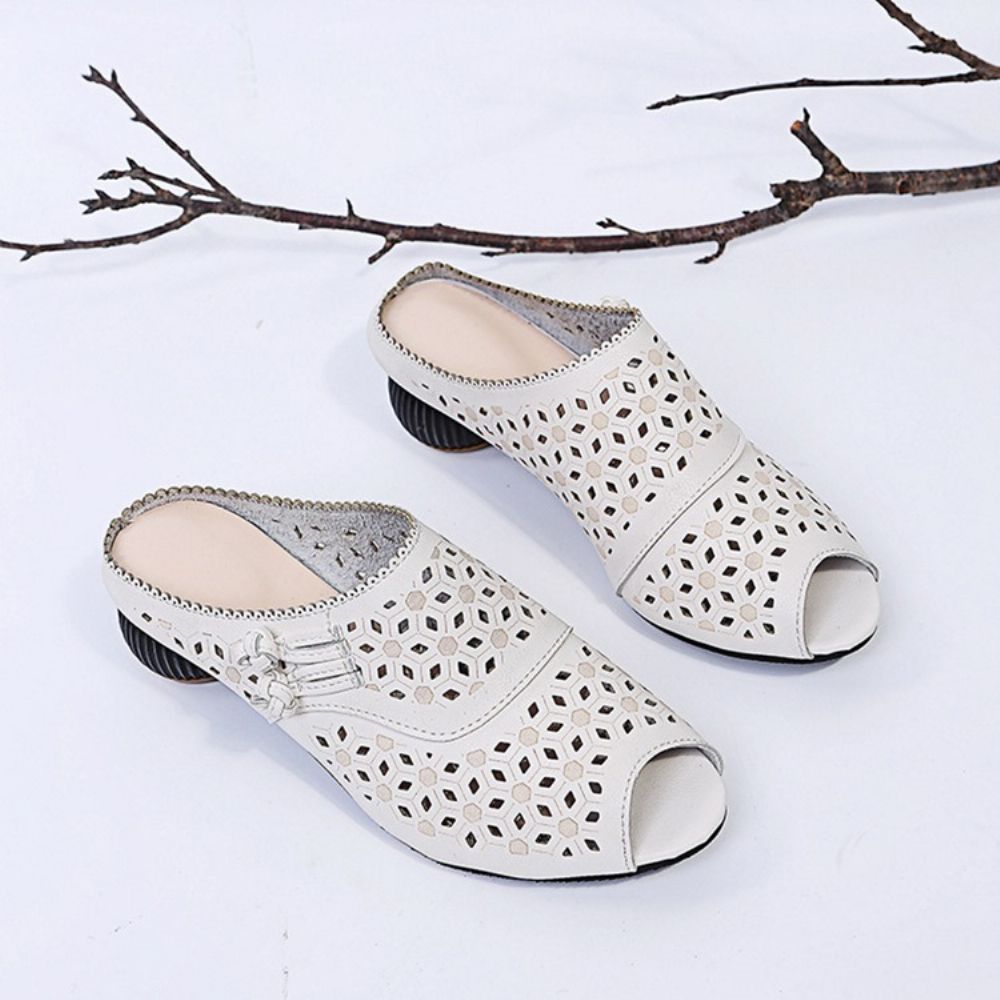 Chunky Heel Slip-On Flip Flop Pantoffels Dames