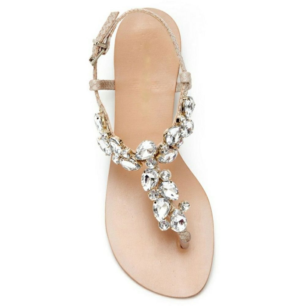 Eridress Thong Strass Platte Sandalen Dames