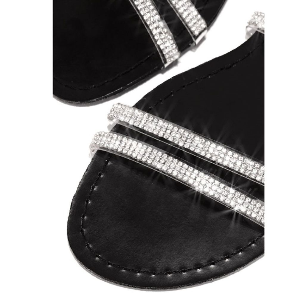 Platte Sandalen Met Veters En Peeptoe Laag Uitgesneden Bovenwerk
