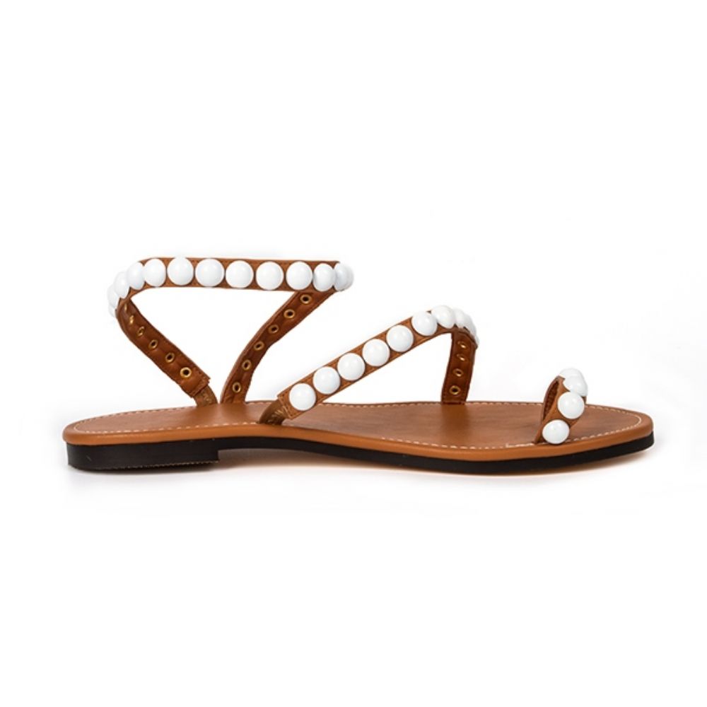 Prachtige Platte Sandalen Met Parels
