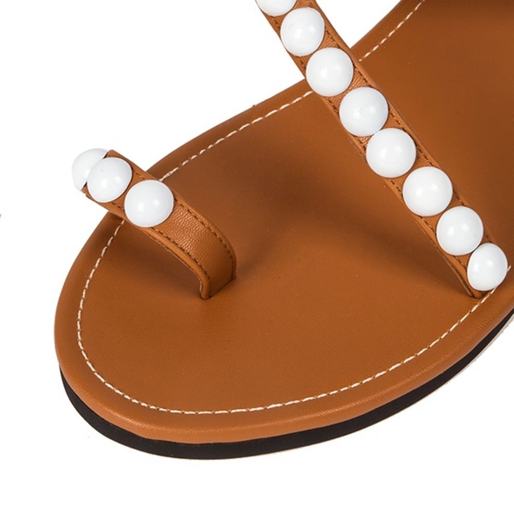 Prachtige Platte Sandalen Met Parels
