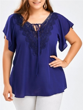 Grote Maten T-Shirt Met Patchwork Veters