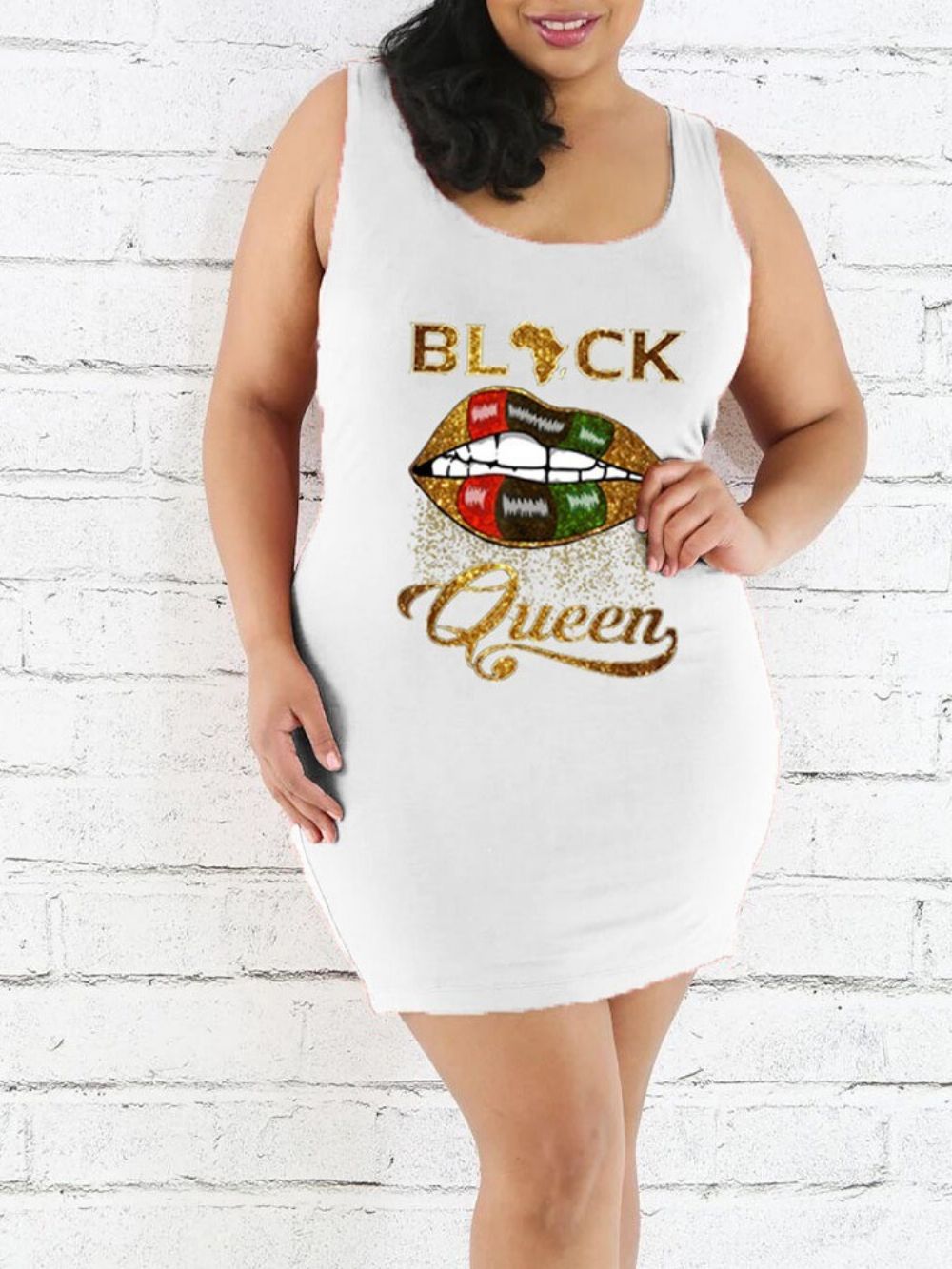 Print Boven De Knie Mouwloze Bodycon Casual Jurk