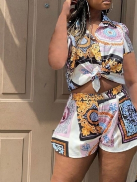 Casual Shorts Bloemen Tweedelige Sets Shorts Set