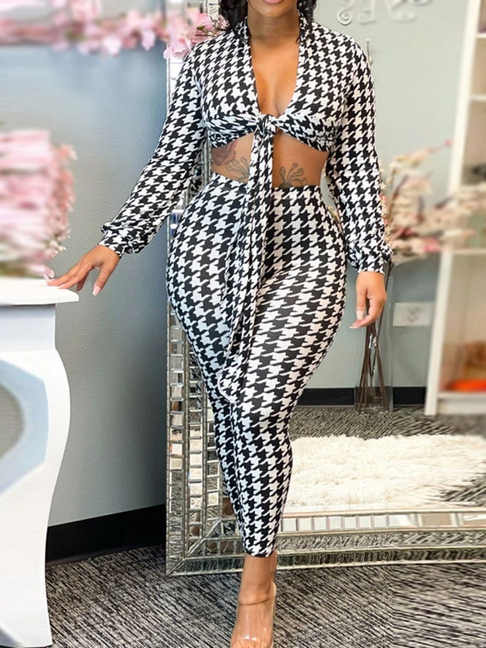 Enkellange Broek Met Veters Sexy Potloodbroek Tweedelige Sets