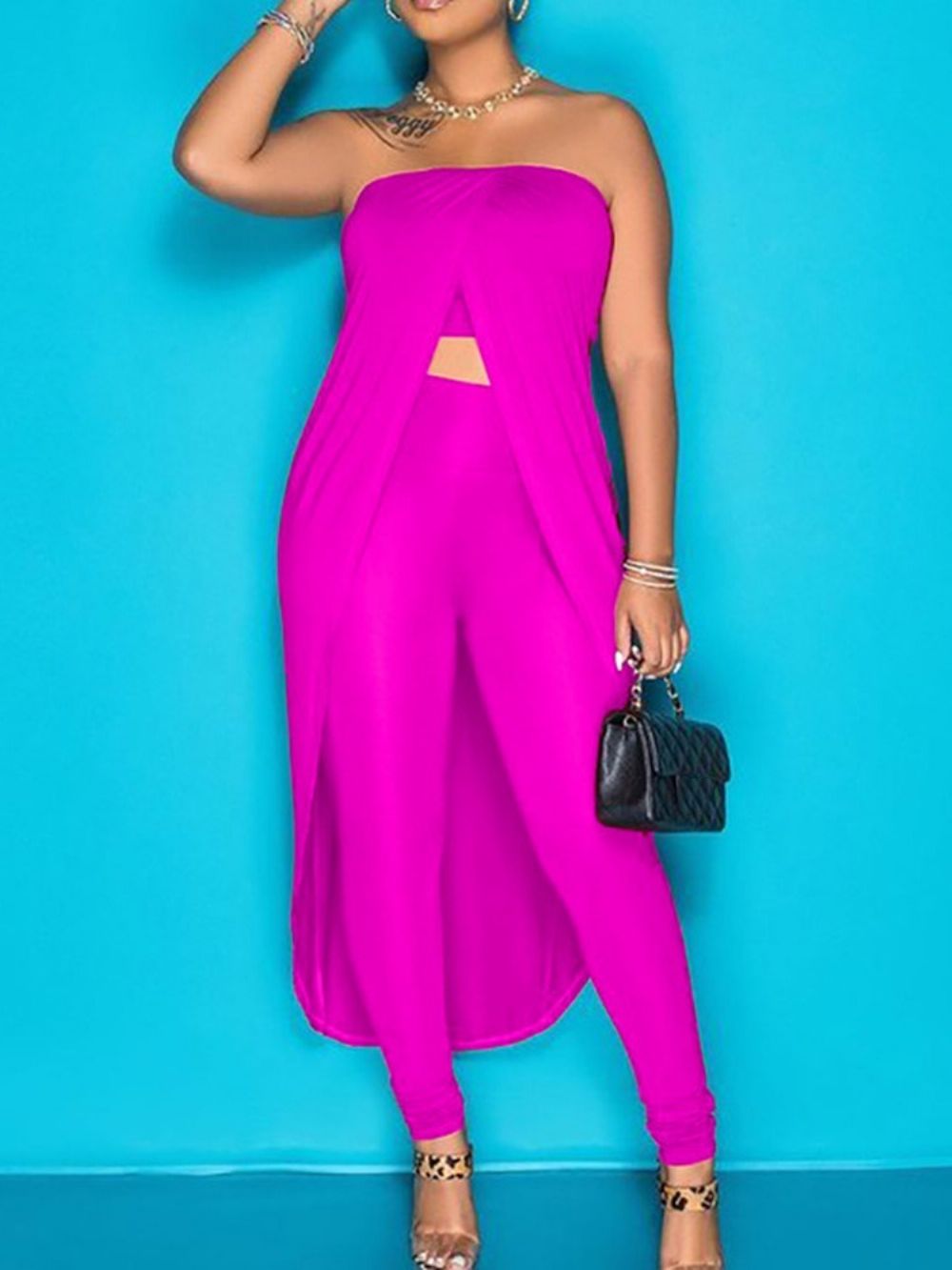 Mode Rugloze Broek Potloodbroek Off-Shoulder Tweedelige Damessets Broeksets