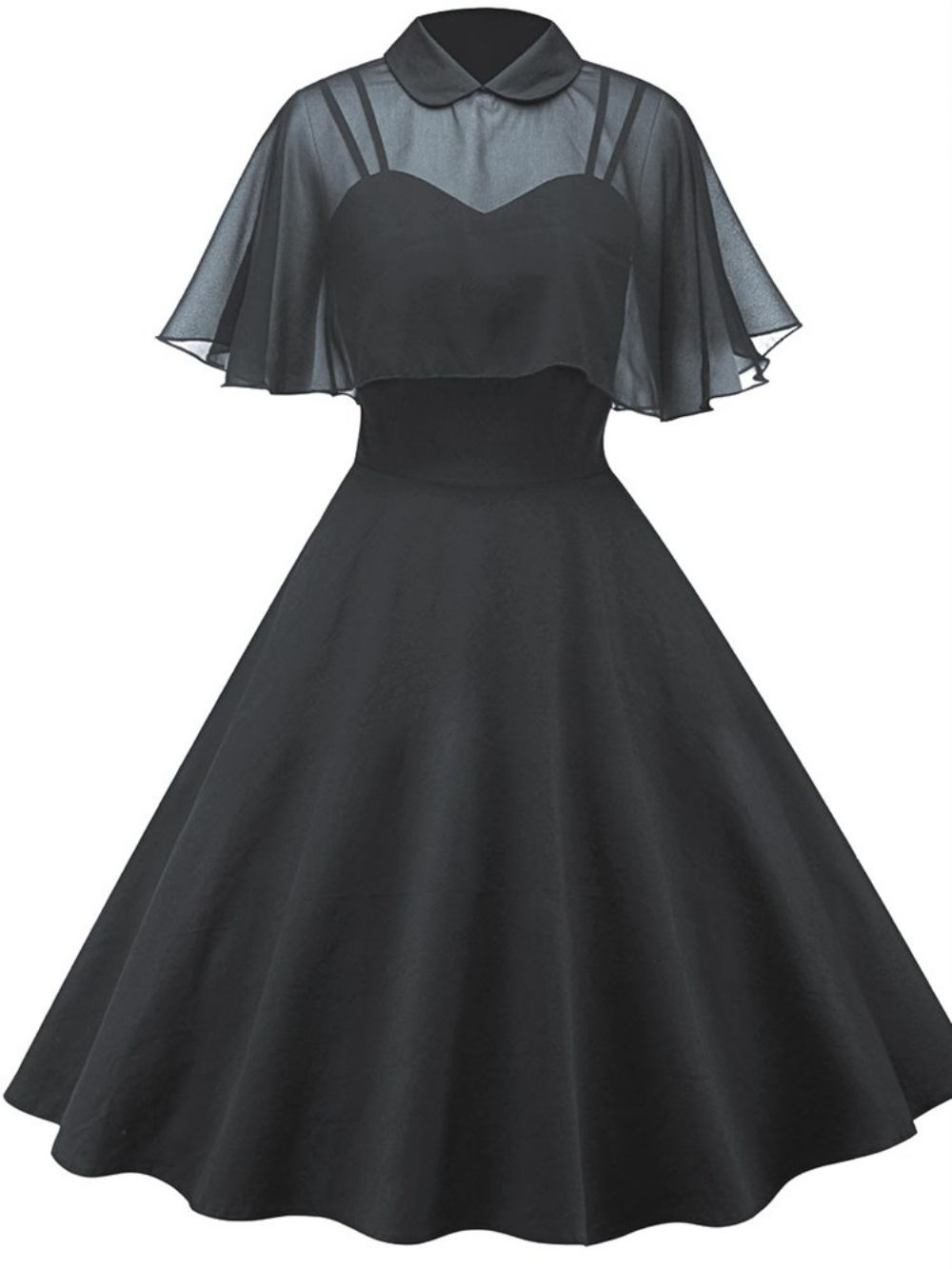 Peter Pan Kraag Cape En Jurk Tweedelige Damesset