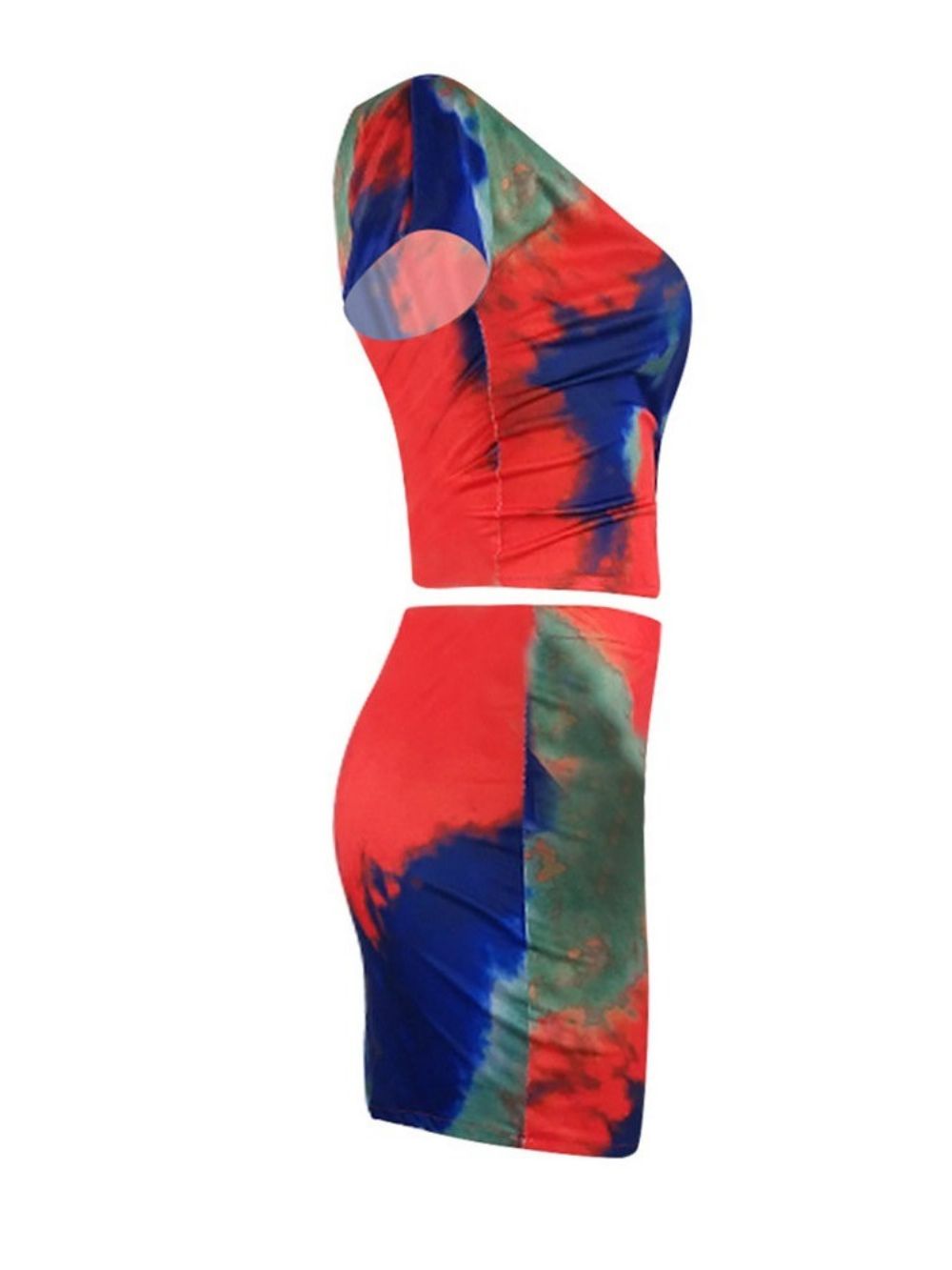 Sexy Tie-Dye Bodycon Damespak T-Shirt En Rok Tweedelige Sets