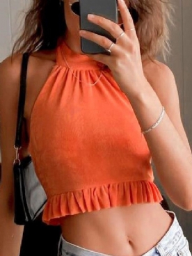 Korte Damestanktop Van Polyester Zomerhalter