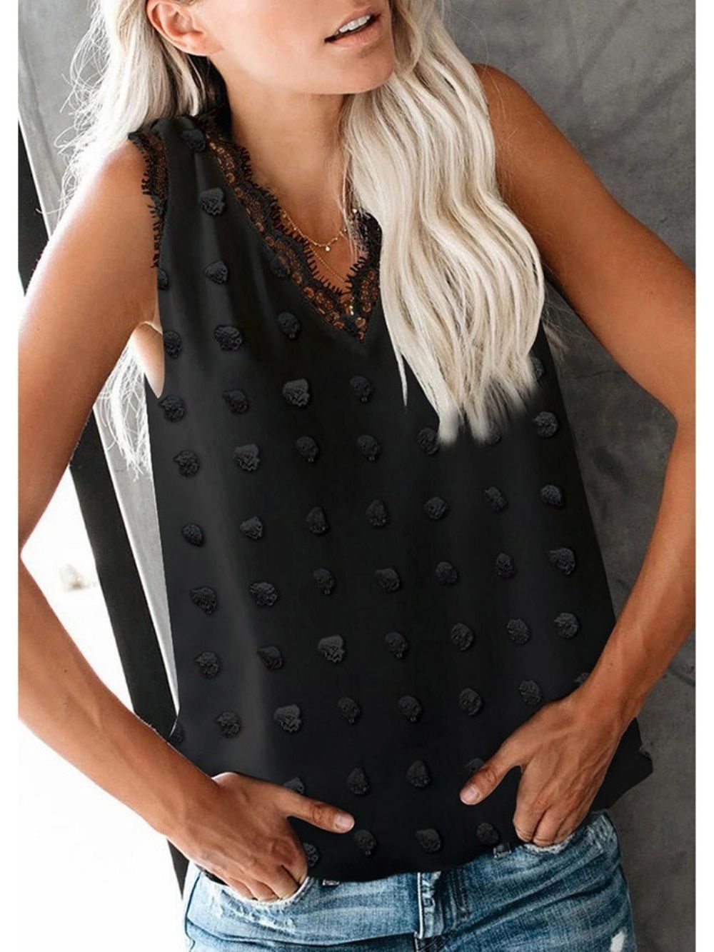 Patchwork Zomer Polyester Witte Standaard Tanktop Dames