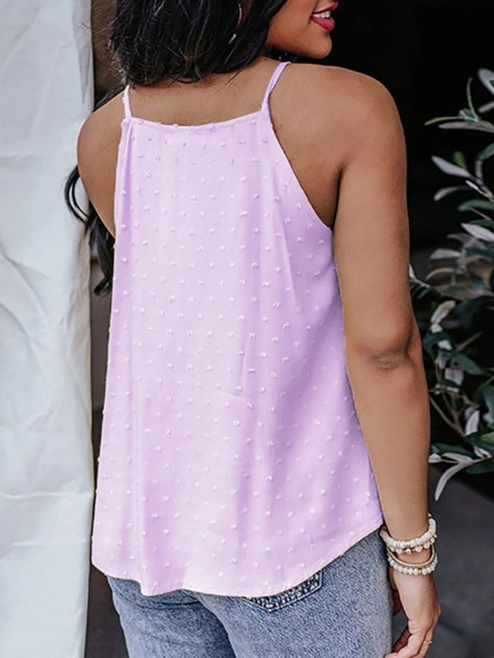 Spaghettibandjes Patchwork Polyester Standaard Tanktop Dames