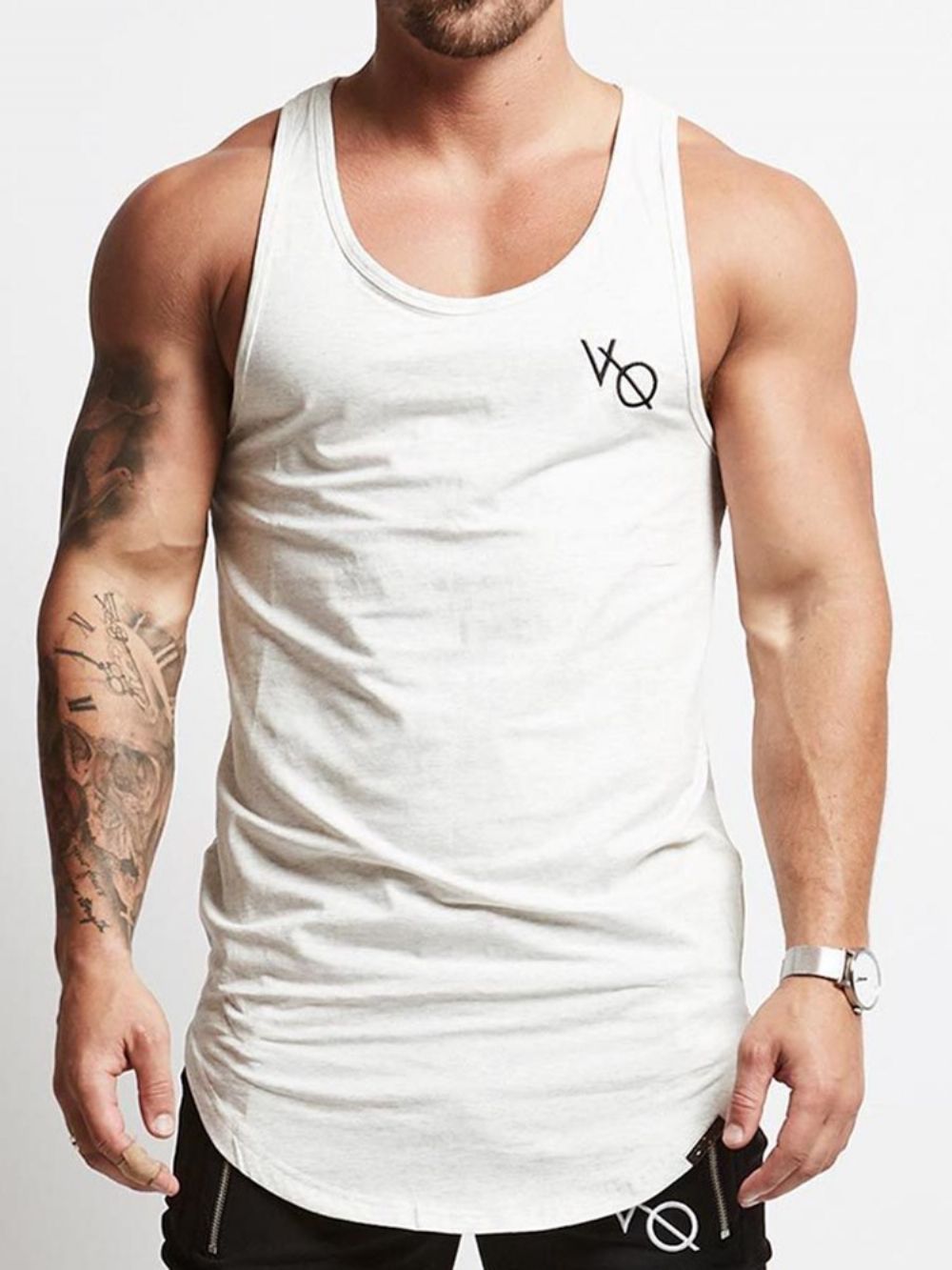 Mouwloze Pullover Met Print Heren Gym Sports-Tanktops