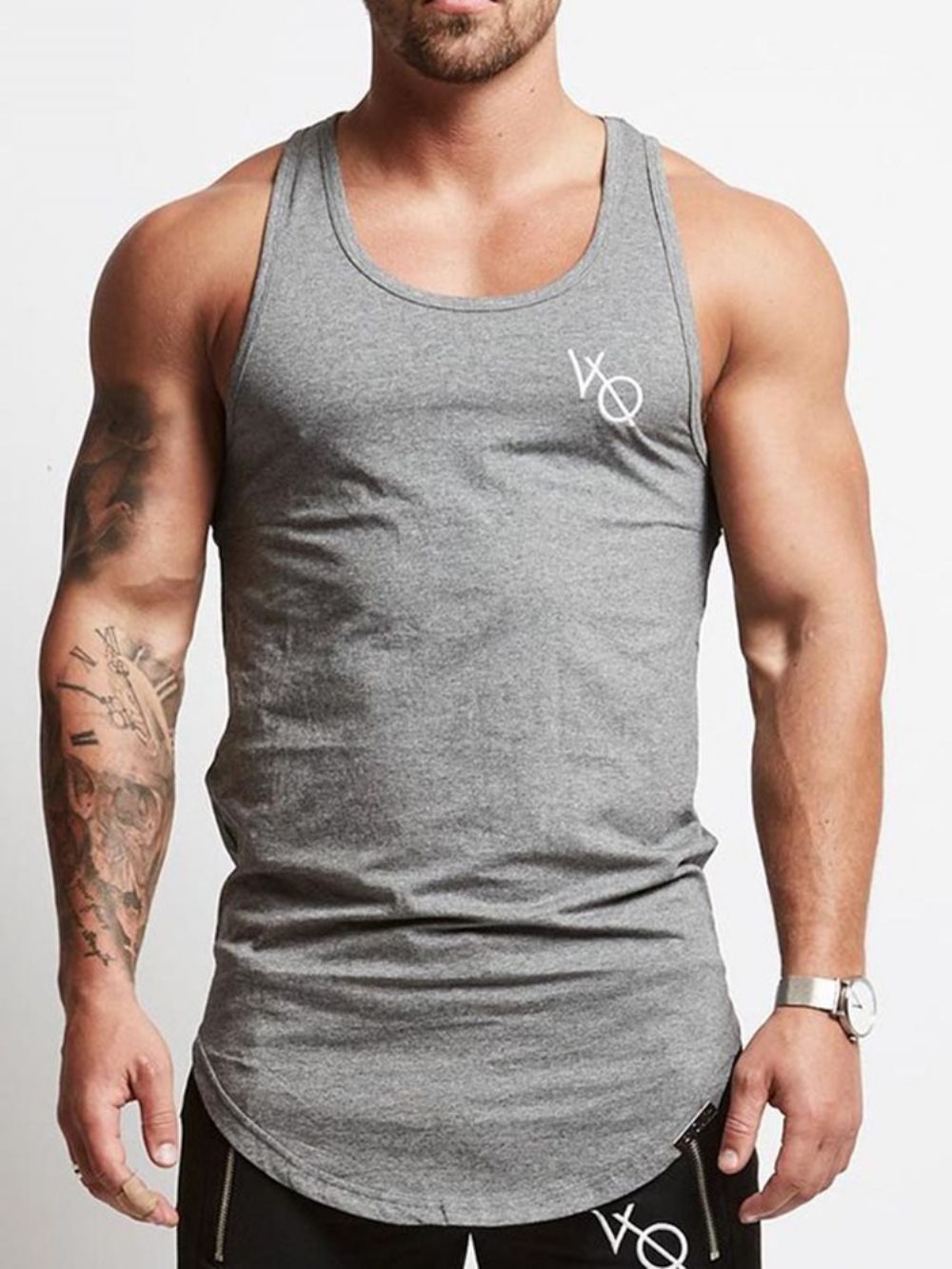 Mouwloze Pullover Met Print Heren Gym Sports-Tanktops