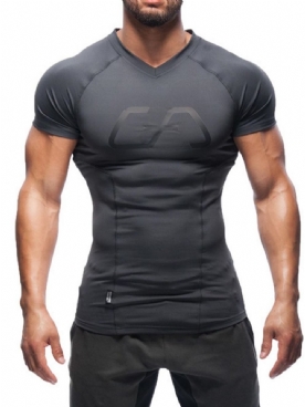 Sport-T-Shirt Heren Sneldrogend En Kleurenblok Met Korte Mouwen Sport