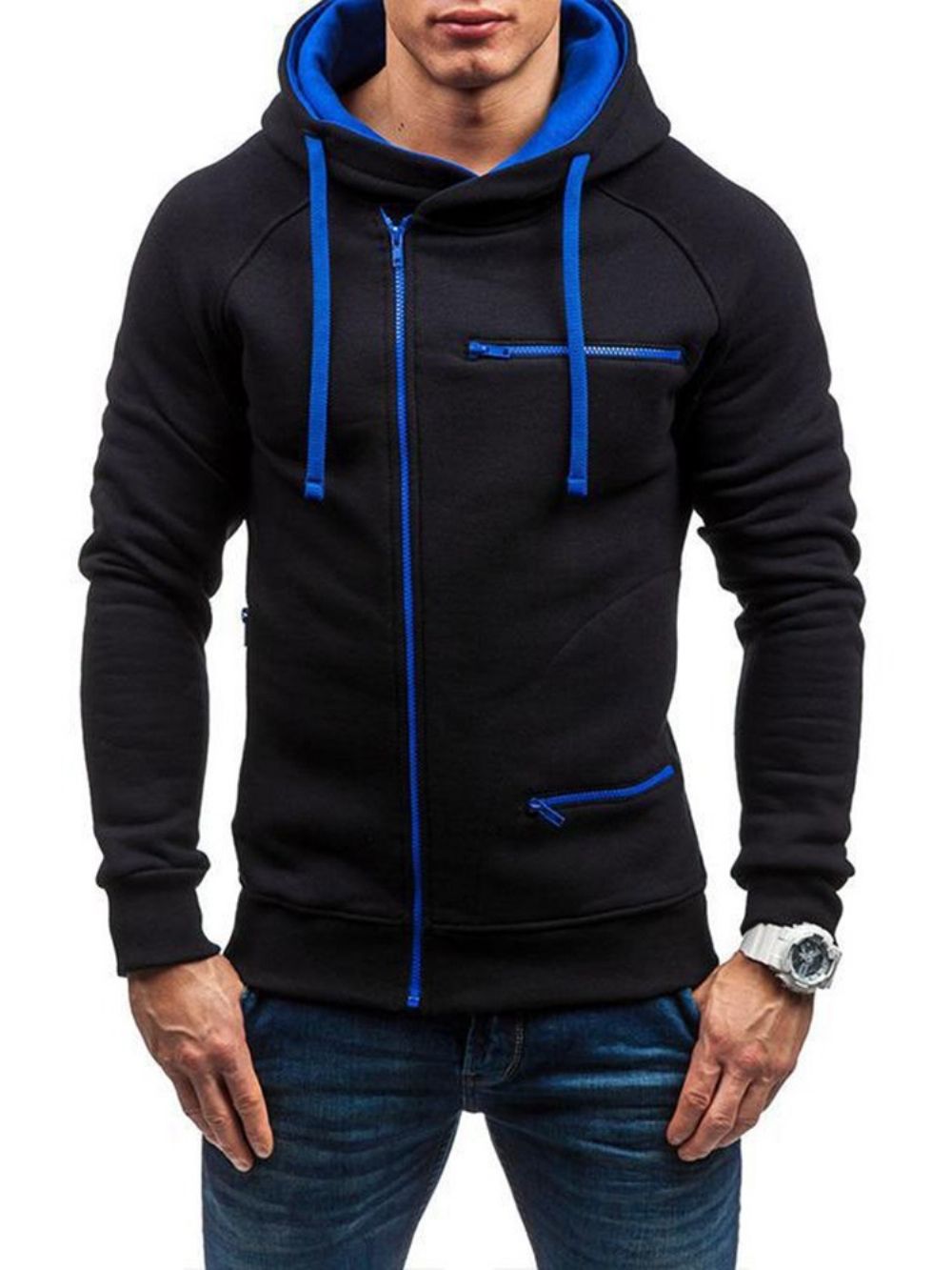 Vest Met Ritssluiting Effen Slanke Hoodies Met Capuchon