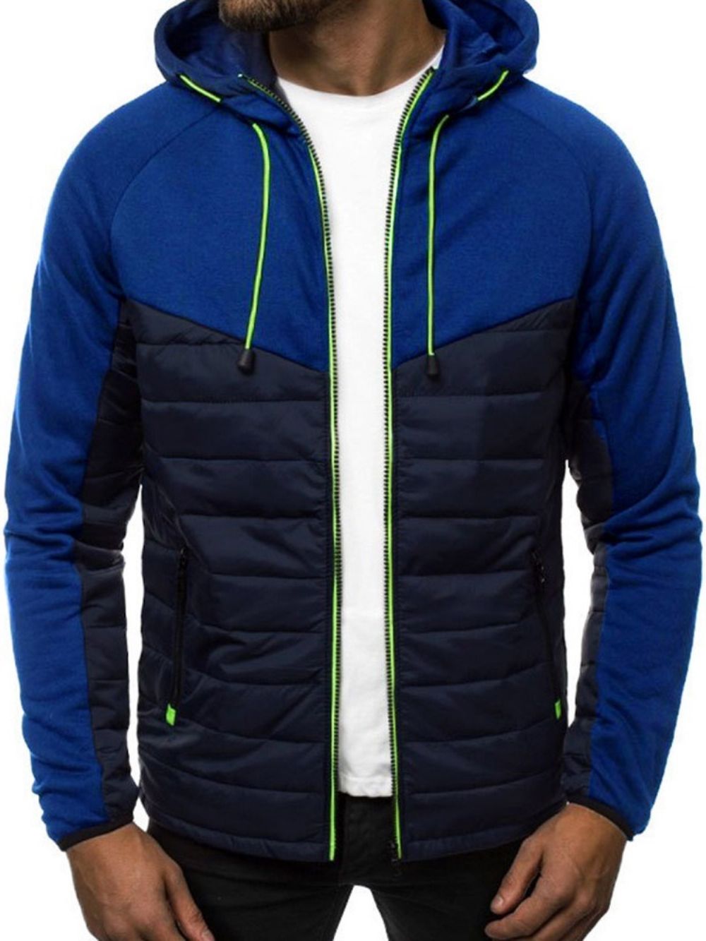 Vest Patchwork Casual Hoodies Met Kleurblokken En Capuchon