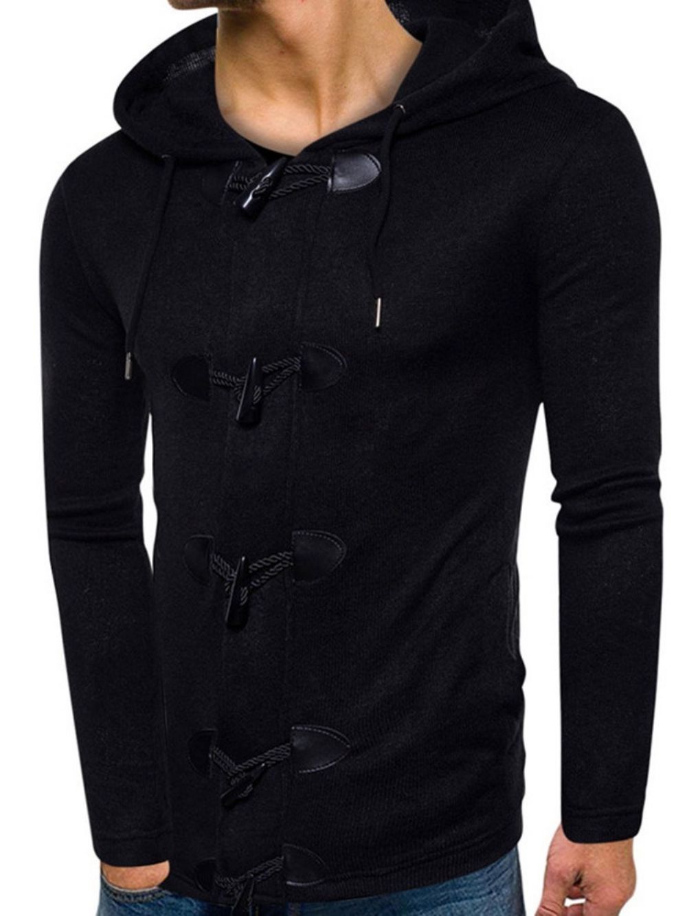Effen Halflange Slanke Wintertrui Met Capuchon