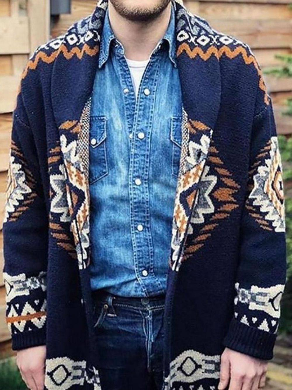 Slanke Herfstsweater Met Halflange Revers Heren