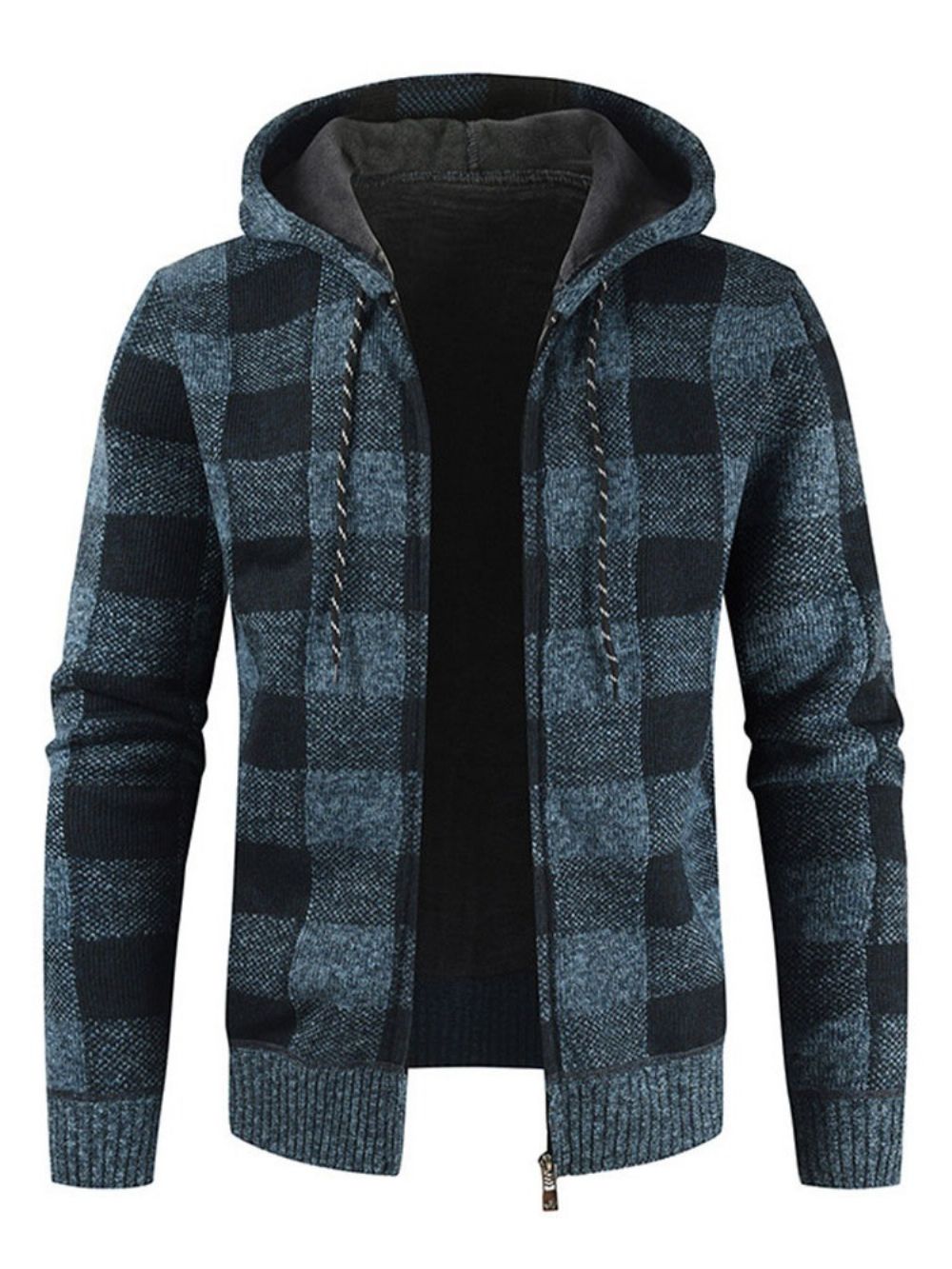 Standaard Geruite Slanke Herfstsweater Met Capuchon Heren