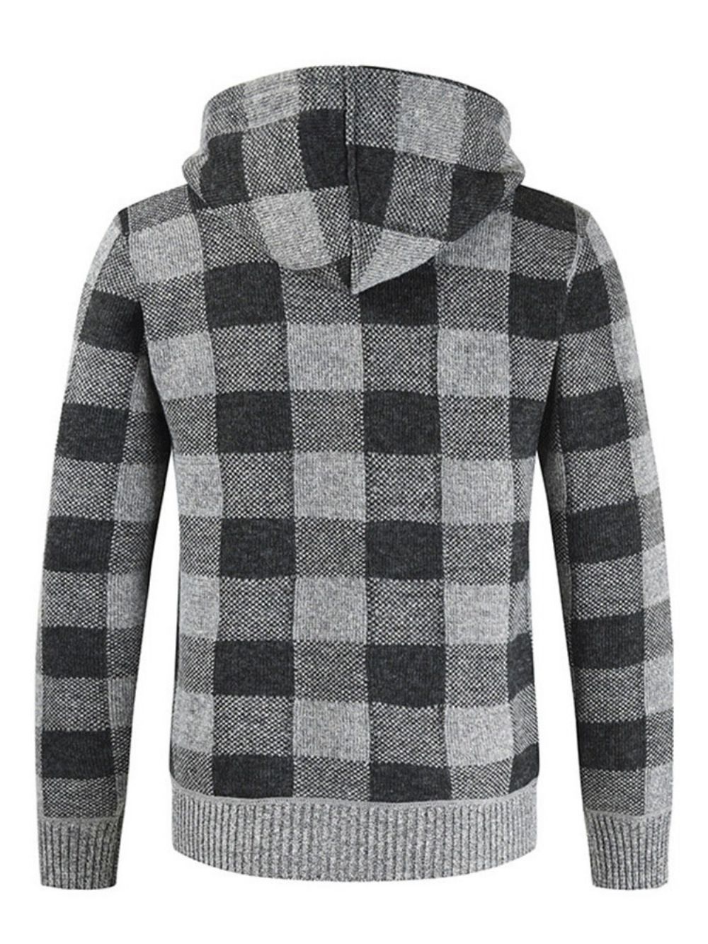 Standaard Geruite Slanke Herfstsweater Met Capuchon Heren