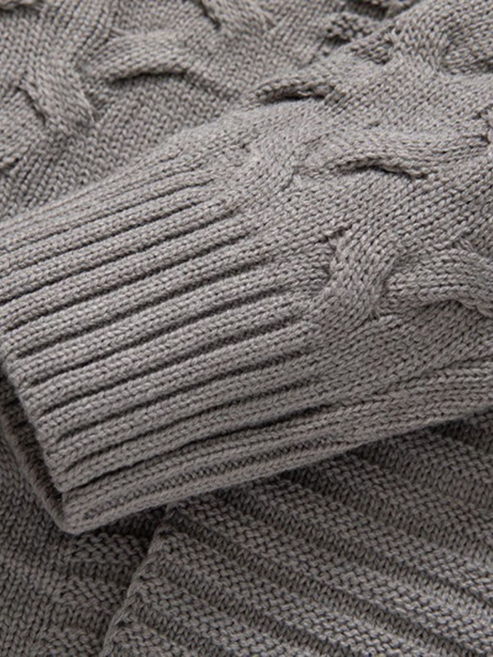Standaard Herensweater Met Effen Revers En Dubbele Rij Knopen