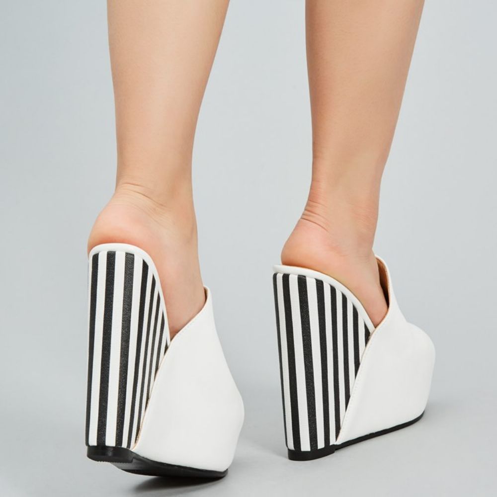 Witte Instapsandalen Met Plateauzool