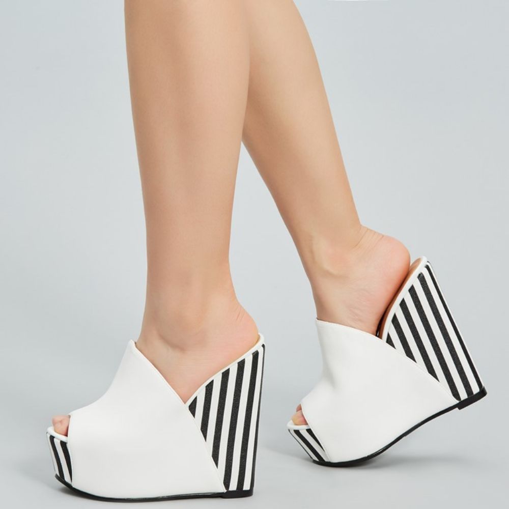 Witte Instapsandalen Met Plateauzool