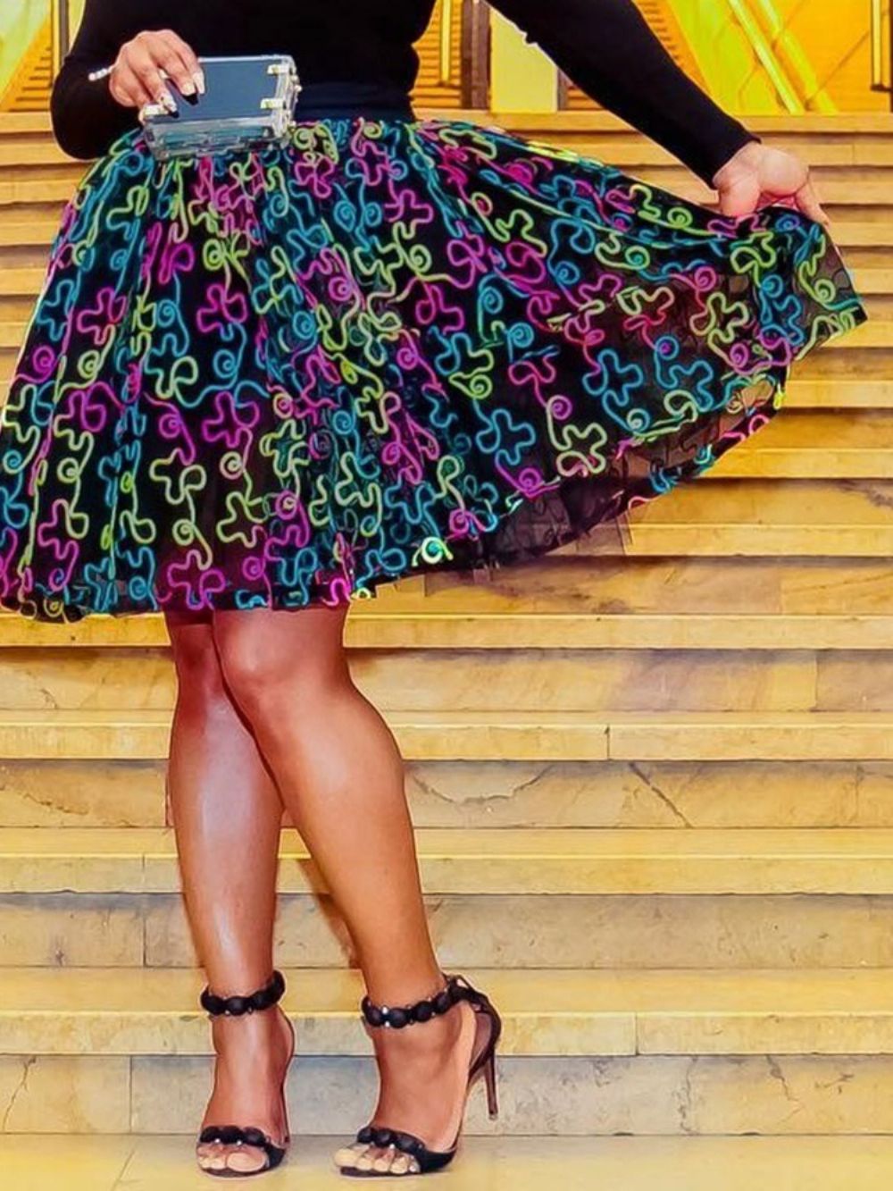 A-Lijn Print Knielange Casual Rok