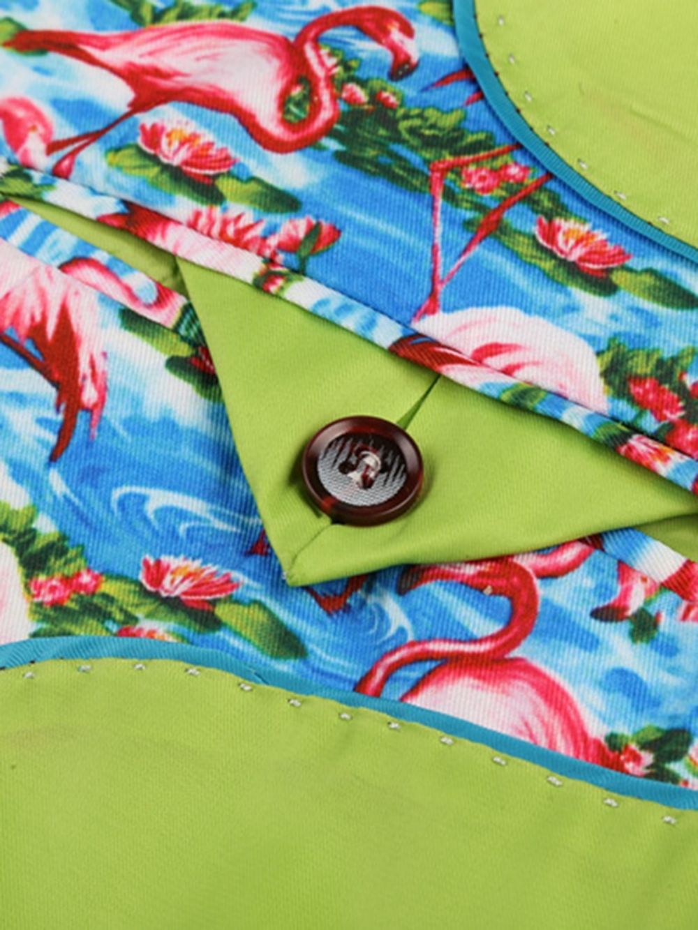 Slanke Herenblazer Met Flamingoprint En Kleurvlakken