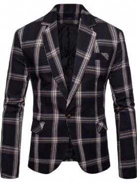 Slanke Vrijetijdsblazer Met Geruite Revers