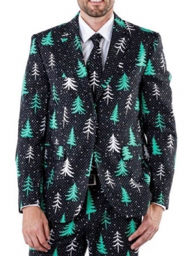 Vrijetijdsblazer Met Europese Print En Gekerfde Revers