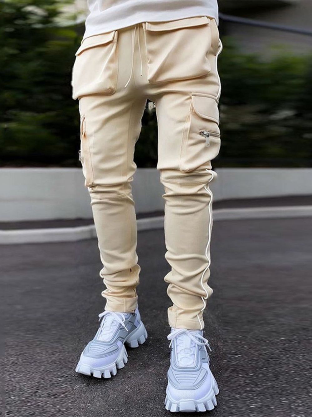 Cargobroeken Pocket Colour Block Potloodbroek Herfst Koreaanse Casual Broek Heren