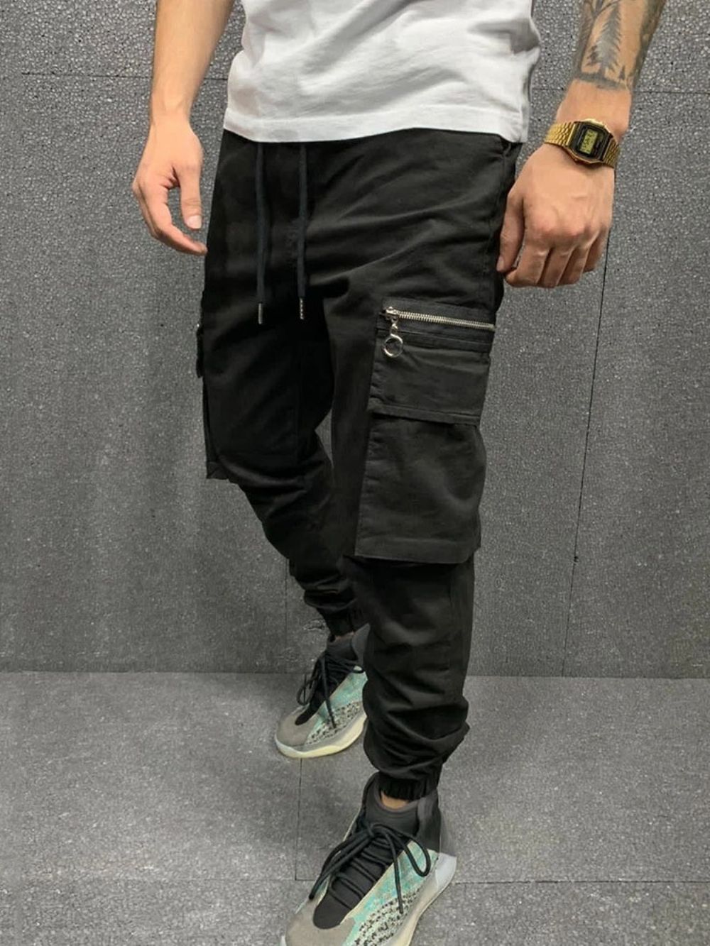 Cargobroeken Pocket Potloodbroek Effen Midden Taille Casual Broek Heren