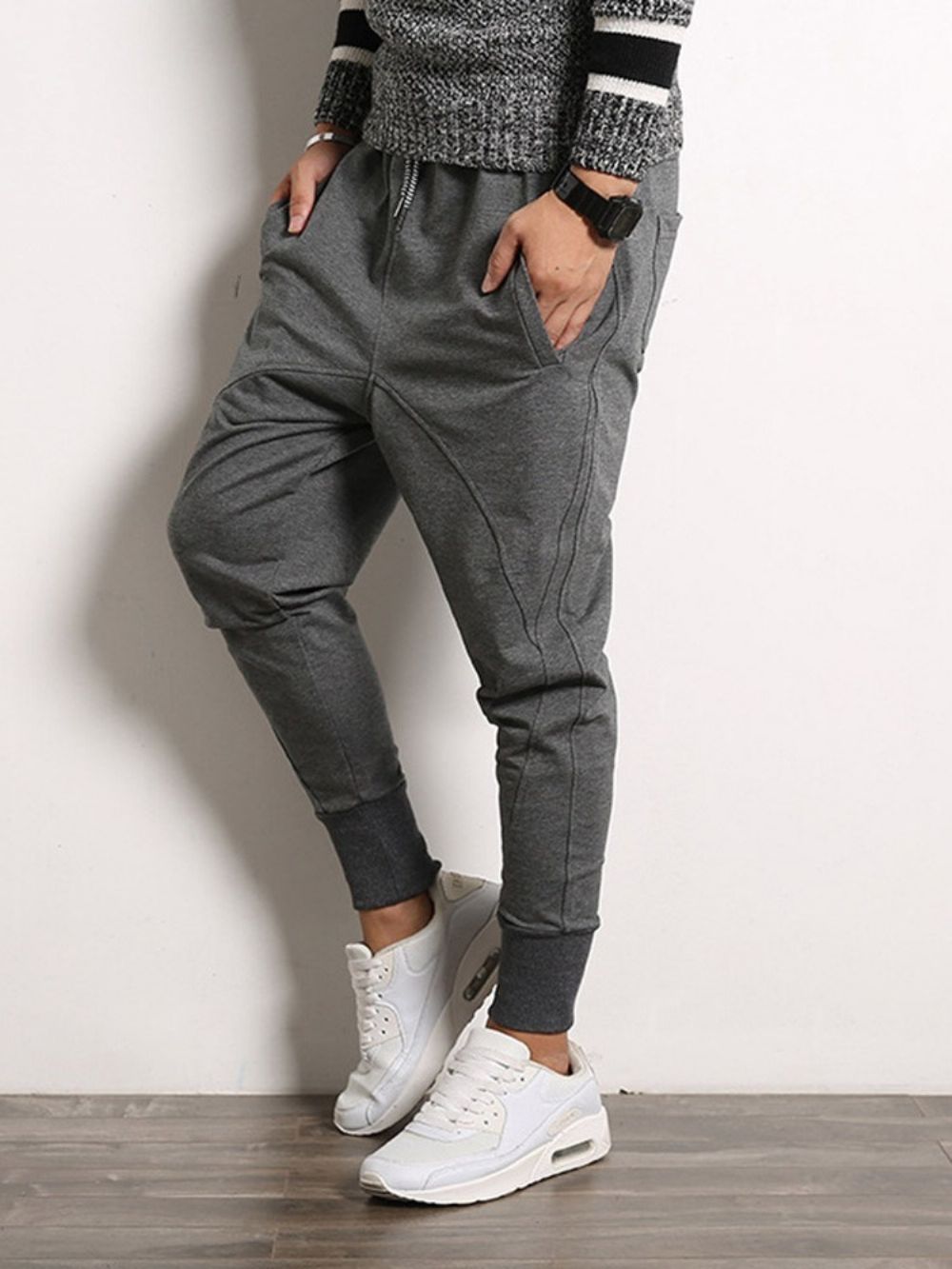 Casual Potloodbroek Heren Met Veters En Halfhoge Taille