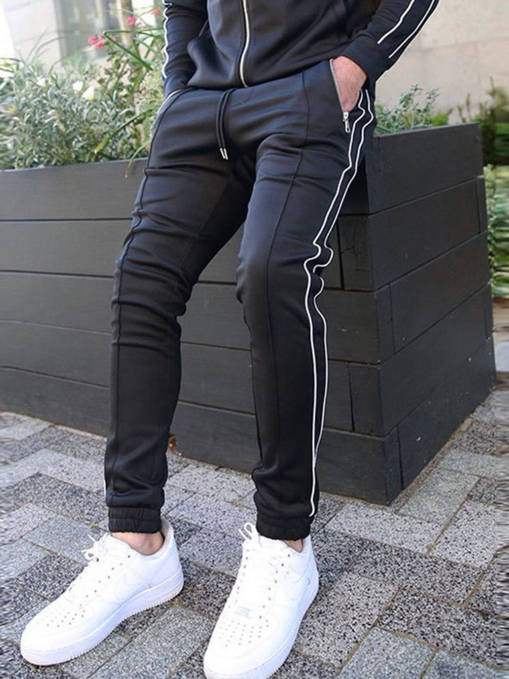 Casual Potloodbroek Met Veters En Strepen Heren