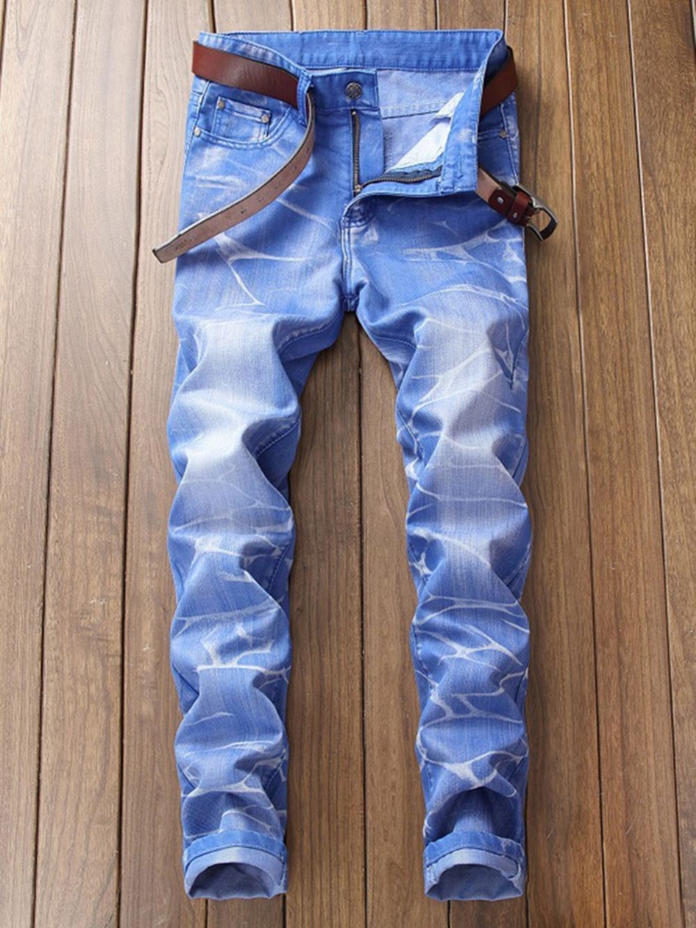 Effen Rechte Broek Van Katoenen Denimstof Heren