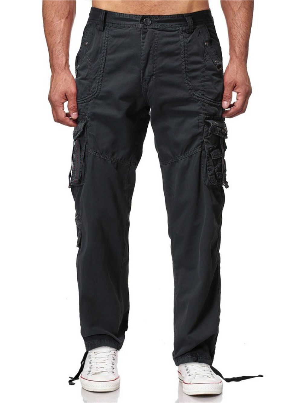 Effen Zak Rechte Midden Taille Mode Casual Broek