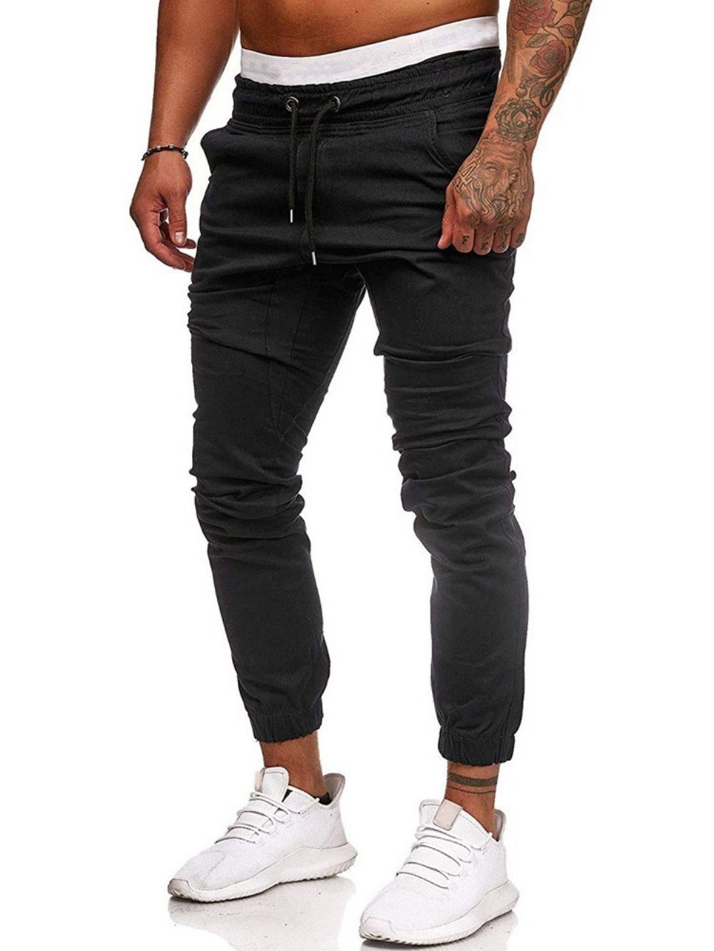 Geplooide Effen Potloodbroek Casual Casual Broek Met Veters