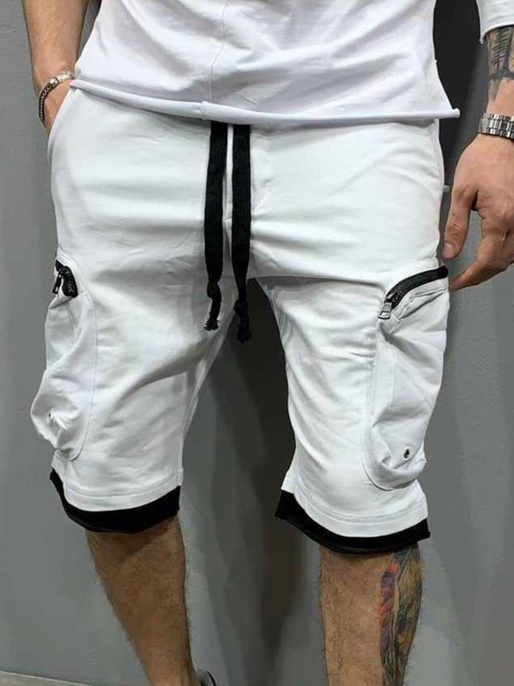 Pocket Rechte Kleurblok Hiphop Mid Waist Casual Broek
