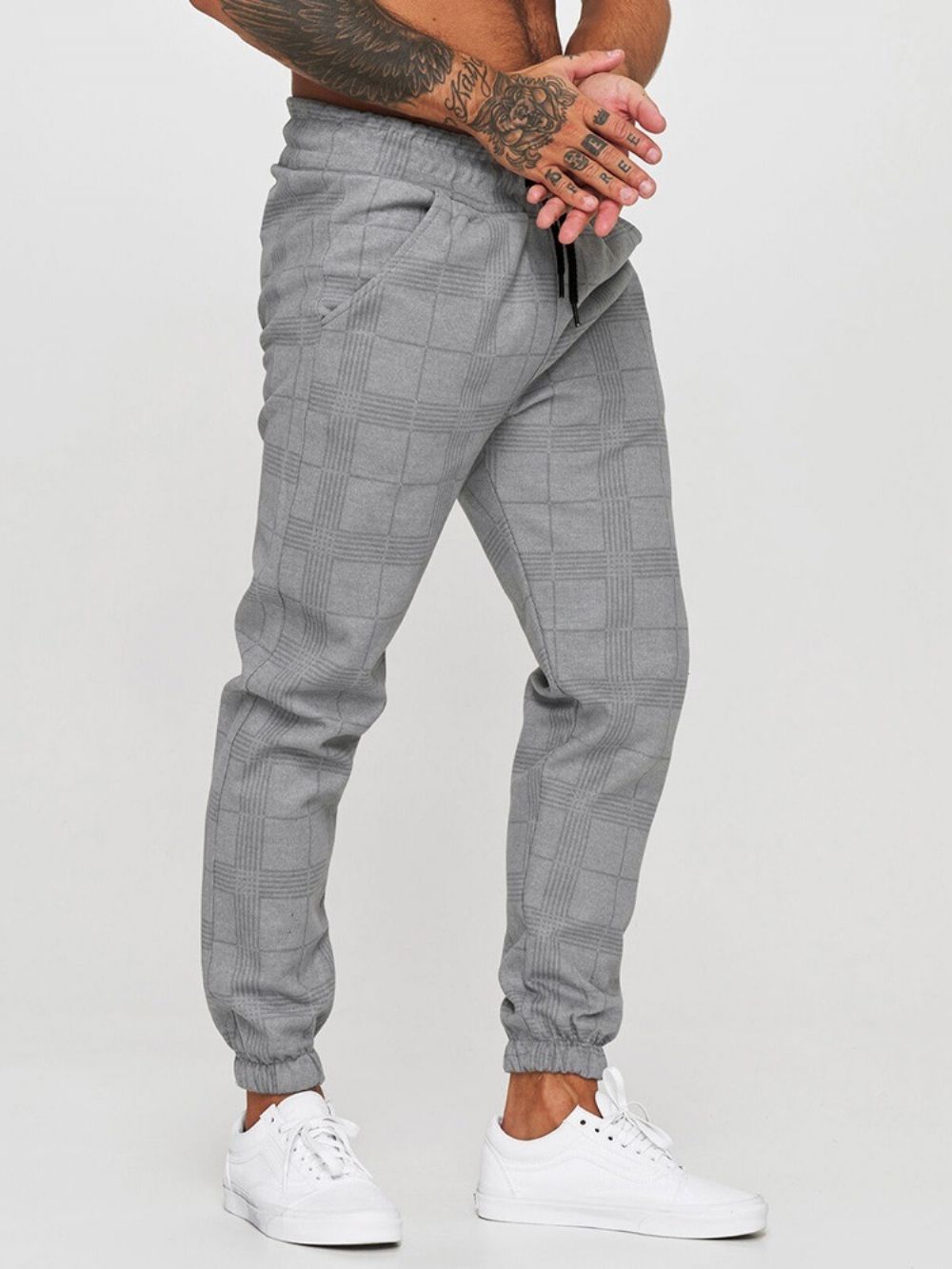 Potloodbroek Met Veters Geruite Mid-Taille Casual Casual Broek