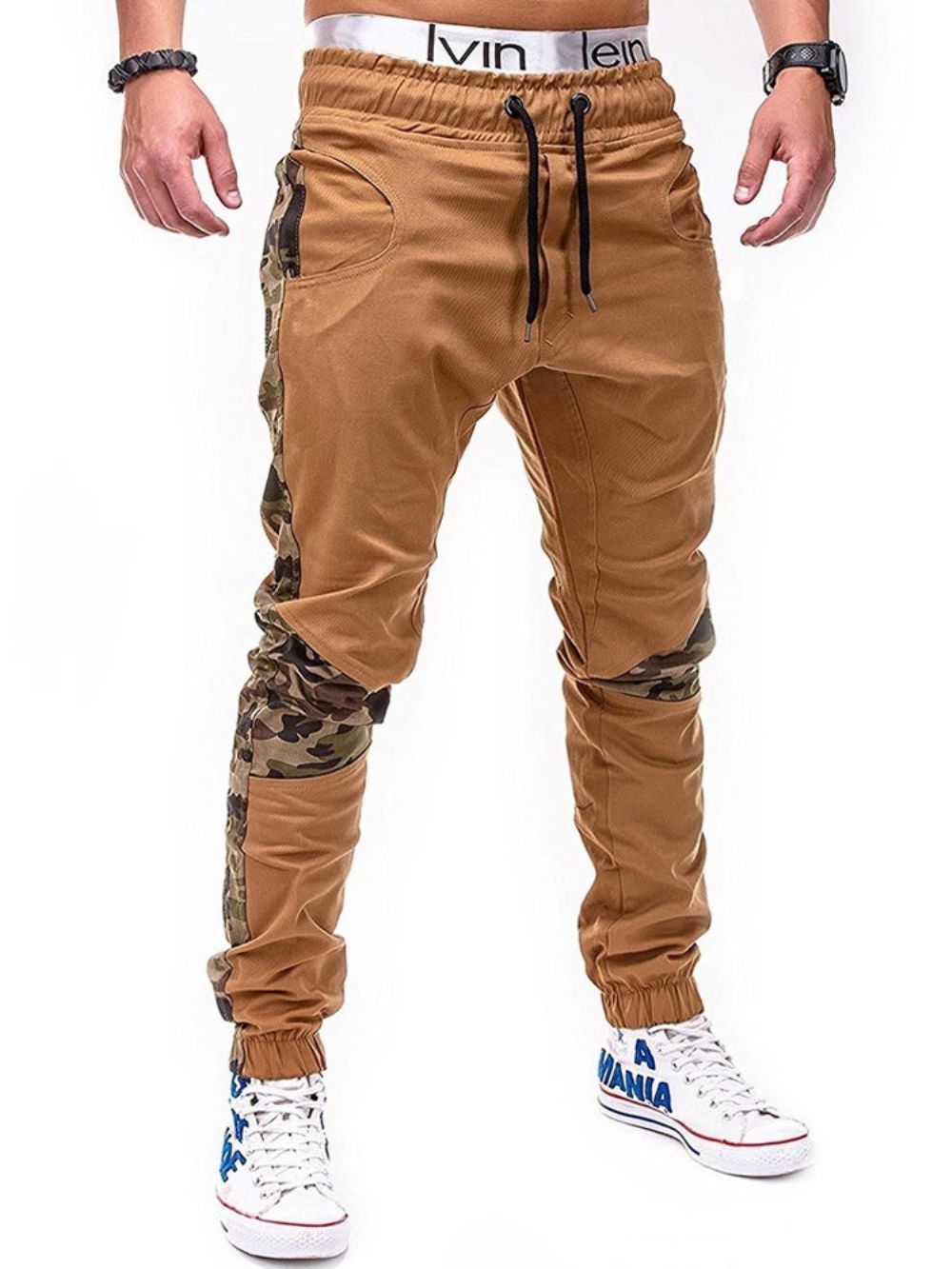Rechte Casual Herenbroek Met Camouflagepatchwork