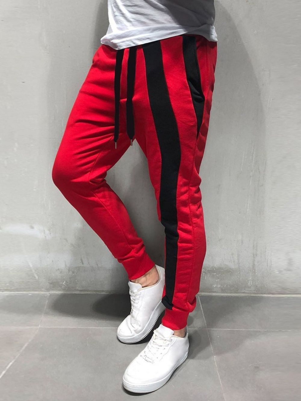 Sportieve Herenbroek Met Halfhoge Taille En Veters In Kleurblok