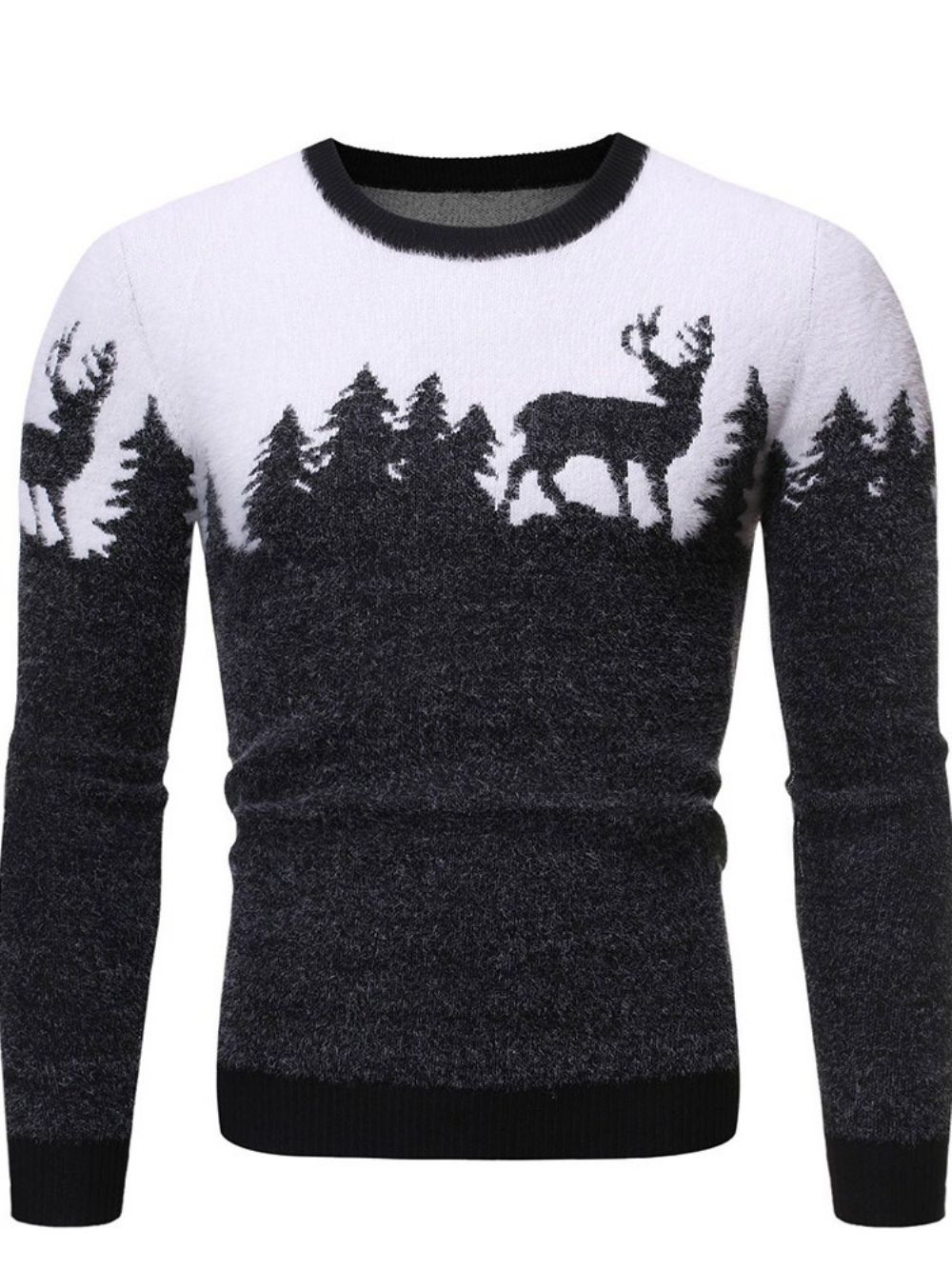 Europese Wintertrui Met Ronde Hals En Standaard Print