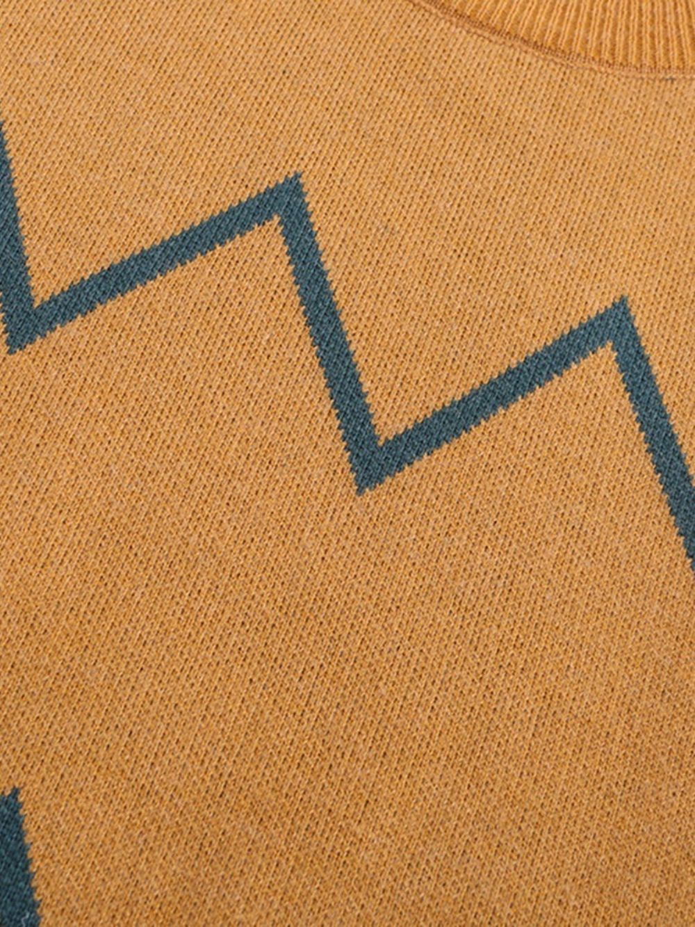 Print Standaard Opstaande Kraag Slanke Herfsttrui
