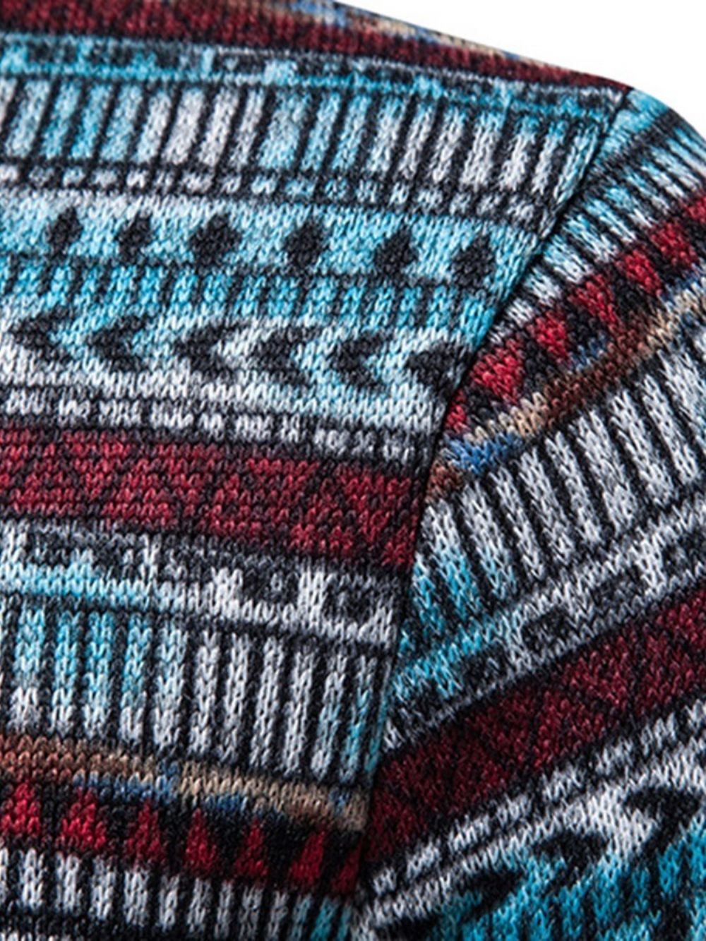 Print Standaard Opstaande Kraag Slanke Wintertrui