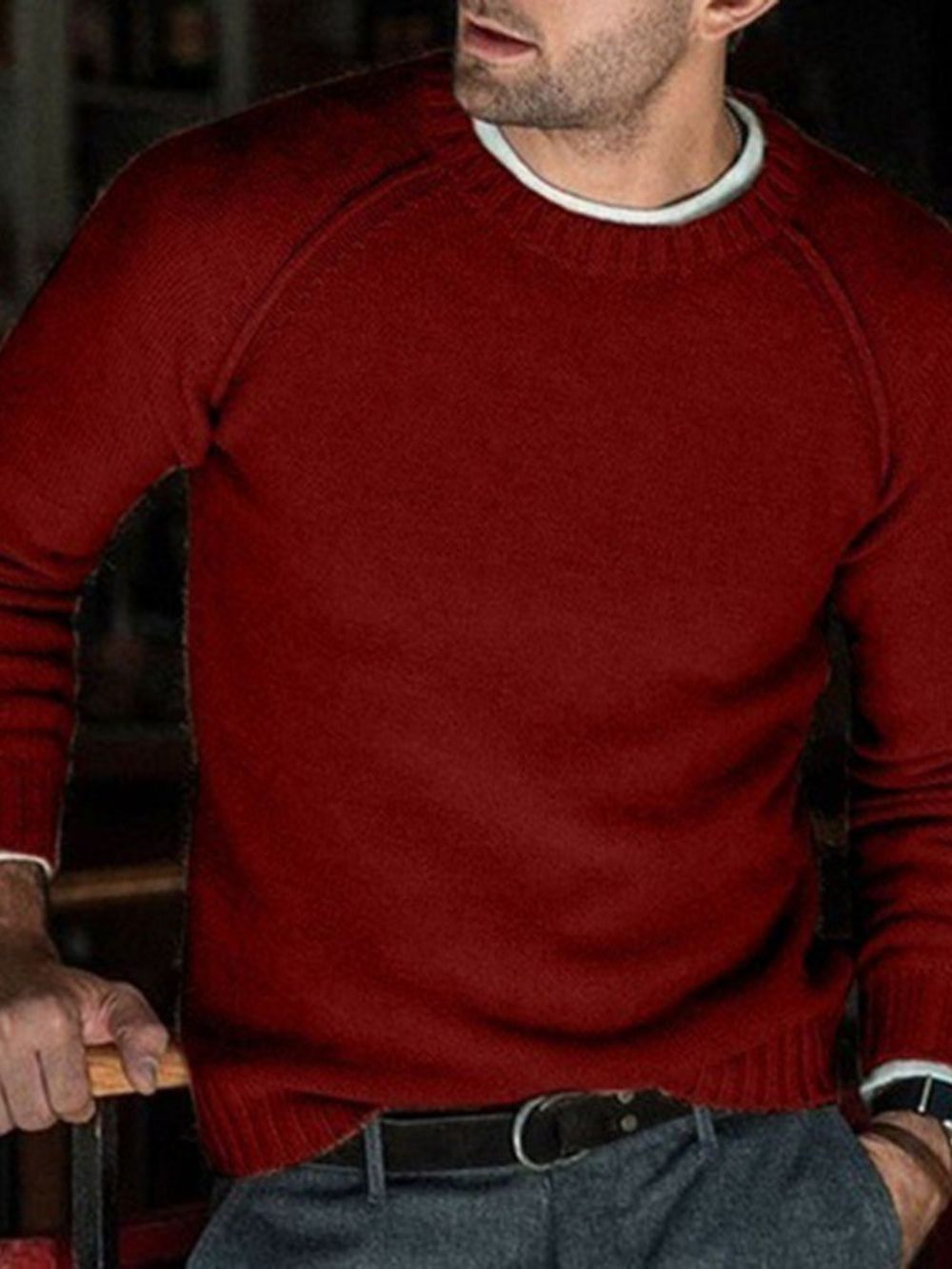 Standaard Effen Ronde Hals Losse Casual Herensweater