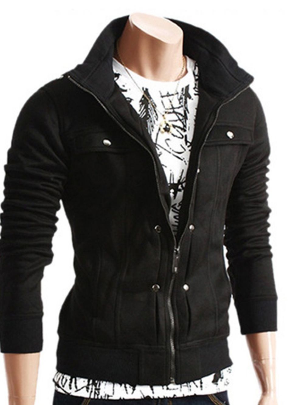 Casual Jack Met Effen Revers En Slanke Rits