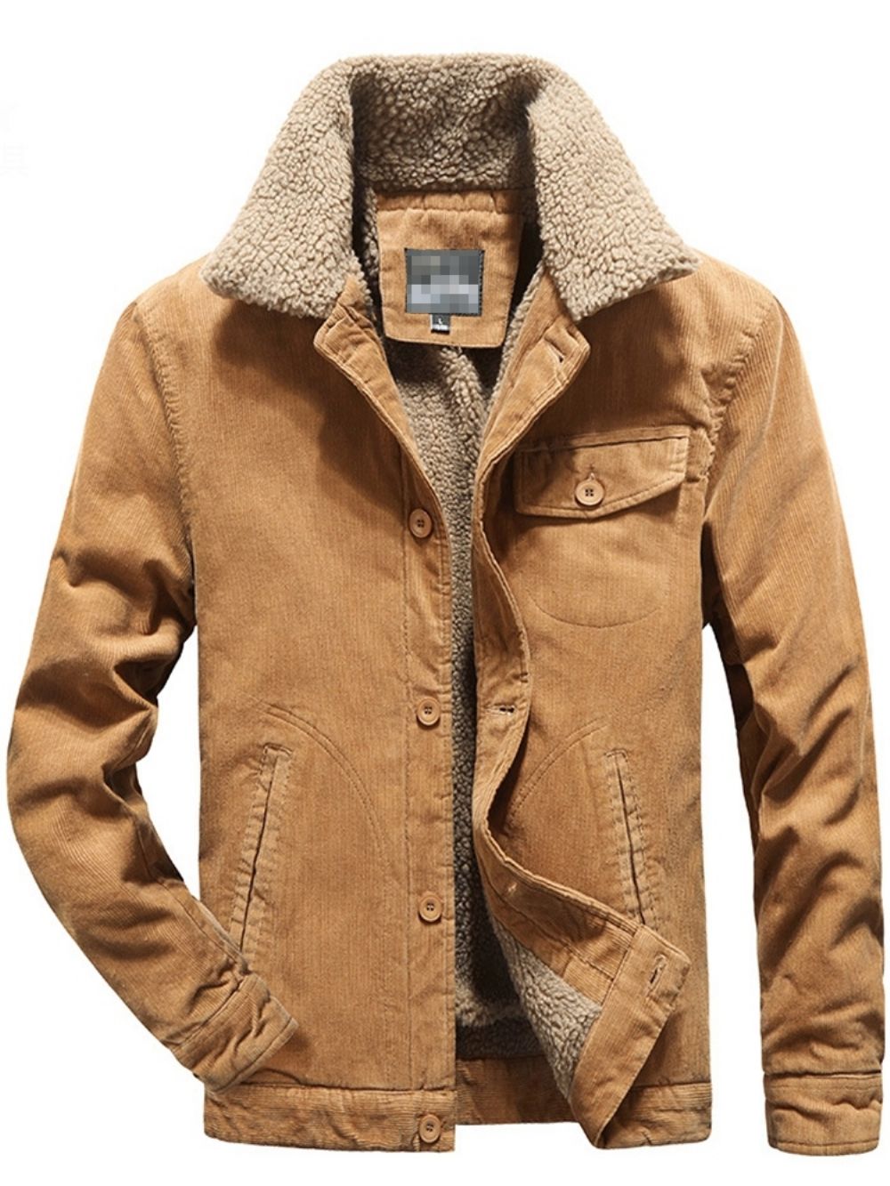 Casual Winterjack Van Fleece Met Effen Zak