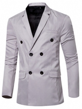 Effen Kleur Double-Breasted Casual Blazer Heren