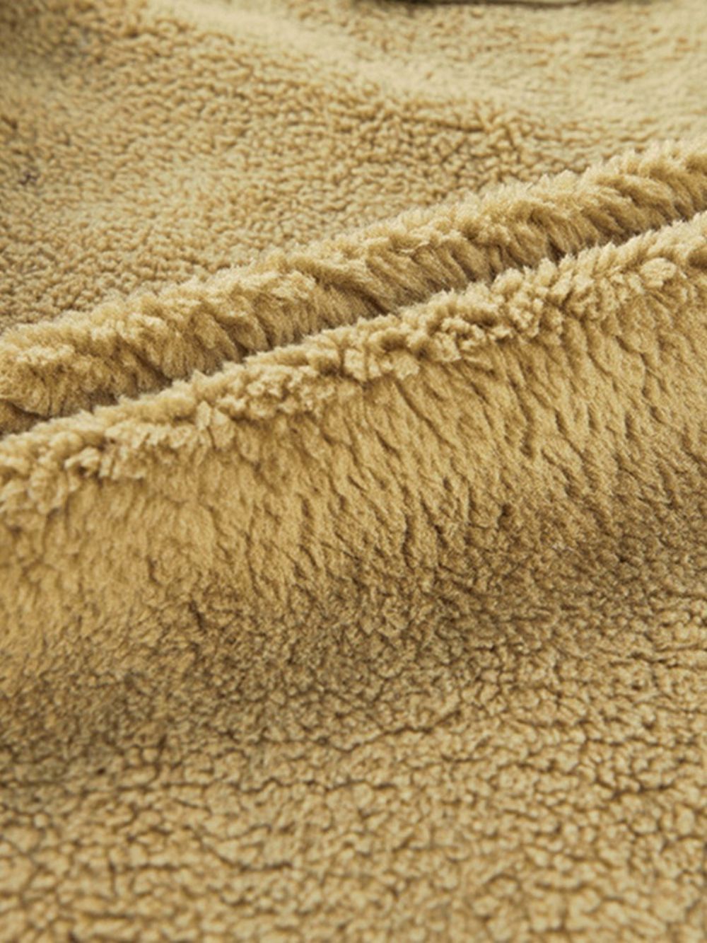 Effen Koreaanse Losse Jas Met Fleece Revers